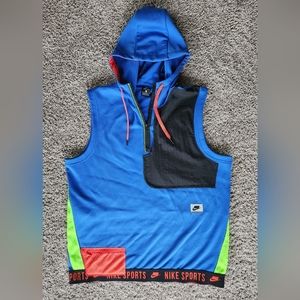 SOLD! NIKE Dri-Fit Sleevless Blue Hoodie Mens Large W/ Front Zipper